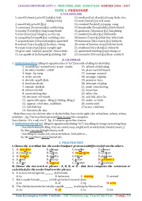 Giáo án Chuyên đề môn Tiếng Anh Khối 11 (Ban cơ bản) - Năm học 2016-2017 - Đỗ Văn Bình
